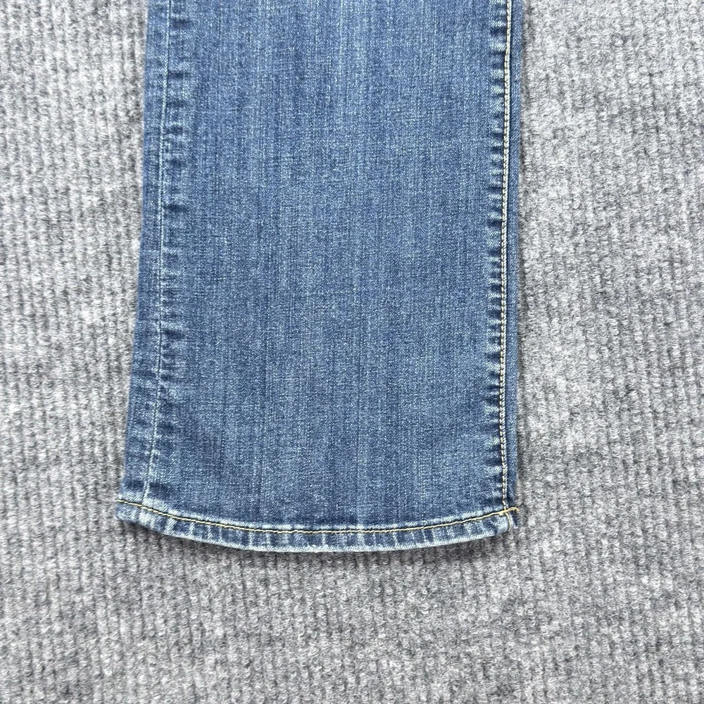 Seven7 Jeans Womens 10 Blue Medium Wash Flare Stretch Denim Mid Rise Embroidered